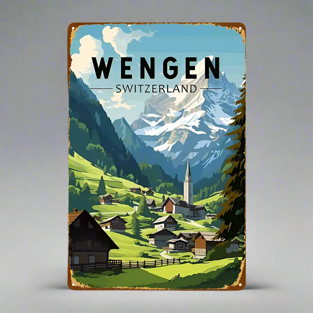 Wengen Switzerland Metal Sign