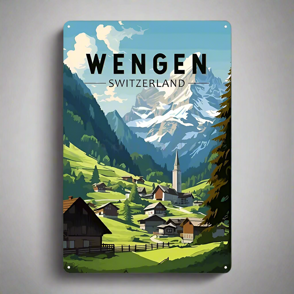 Wengen Switzerland Metal Sign